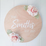 Family sign with florals - 30cm
