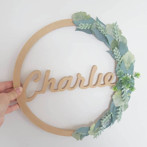 Foliage Personalised Hoop - Natural