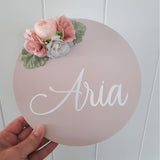 Personalised sign with florals 20cm