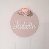 Personalised sign with florals 20cm