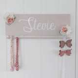 Personalised Accessory Holder - Painted (40cm) with clip ribbon